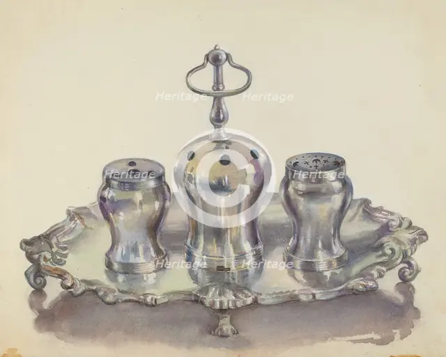 Silver Ink Stand, c. 1936. Creator: John Dixon.