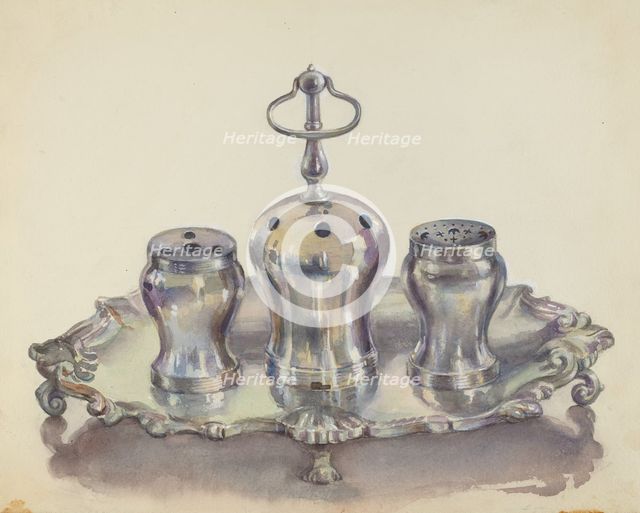 Silver Ink Stand, c. 1936. Creator: John Dixon.