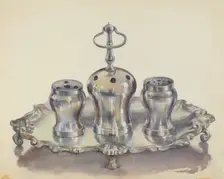 Silver Ink Stand, c. 1936. Creator: John Dixon
