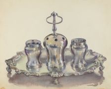 Silver Ink Stand, c. 1936. Creator: John Dixon