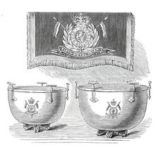 Silver Kettledrums for the 5th Royal Irish Lancers, 1876. Creator: Unknown