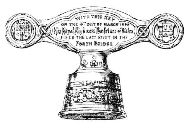 Silver key used by the Prince of Wales in finishing the Forth Bridge, 1890. Creator: Unknown.