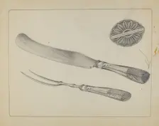 Silver Knife and Fork, c. 1935. Creator: A. Zimet