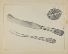 Silver Knife and Fork, c. 1935. Creator: A. Zimet