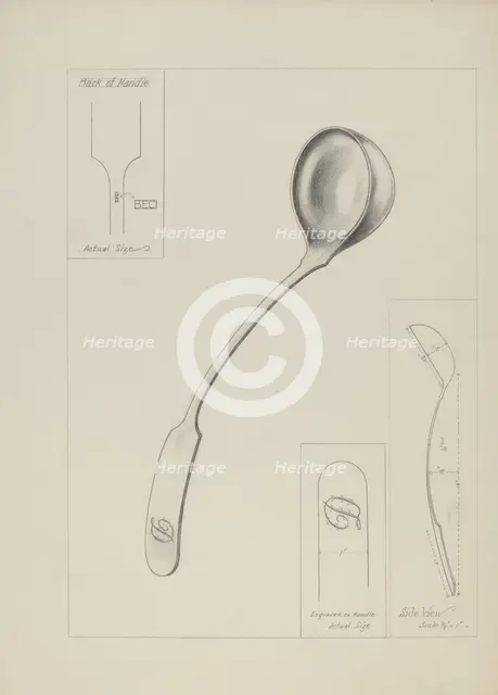 Silver Ladle, c. 1937. Creator: George Fairbanks.