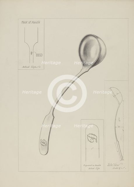Silver Ladle, c. 1937. Creator: George Fairbanks.