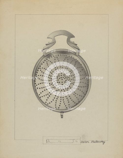 Silver Punch Strainer, c. 1936. Creator: Aaron Fastovsky.