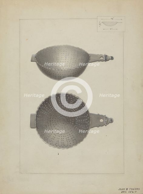 Silver Punch Strainer, c. 1936. Creator: John R. Towers.