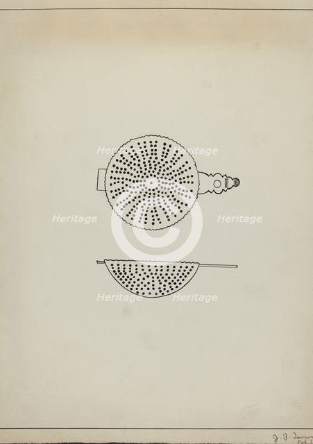 Silver Punch Strainer, c. 1936. Creator: John R. Towers.