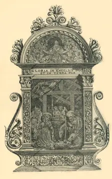 Silver pax with nativity scene, early-mid 19th century, (1881). Creator: W. M. McGill