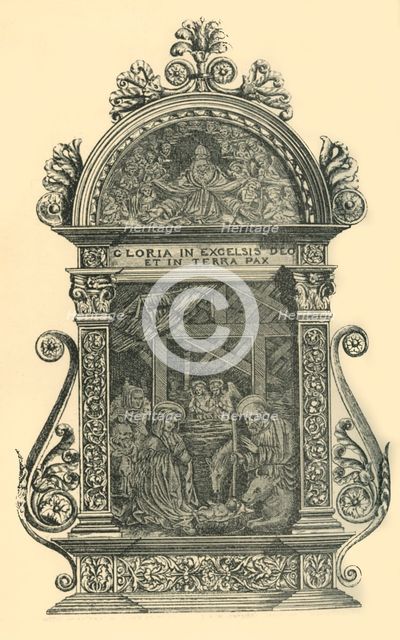 Silver pax with nativity scene, early-mid 19th century, (1881). Creator: W. M. McGill.