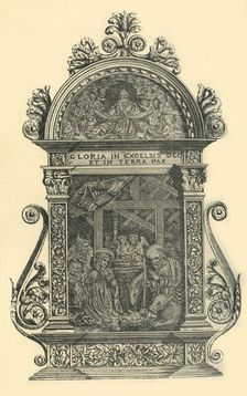 Silver pax with nativity scene, early-mid 19th century, (1881). Creator: W. M. McGill