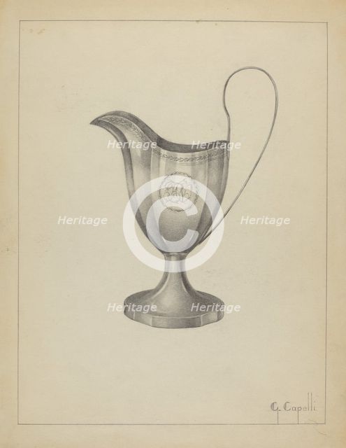 Silver Pitcher, 1935/1942. Creator: Gordon Sanborn.