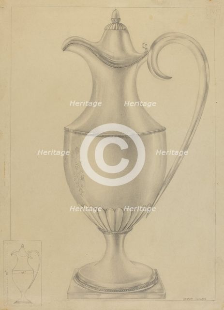 Silver Pitcher, 1935/1942. Creator: Hester Duany.