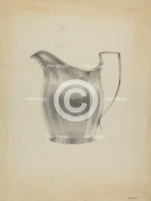 Silver Pitcher, 1935/1942. Creator: Michael Fenga.