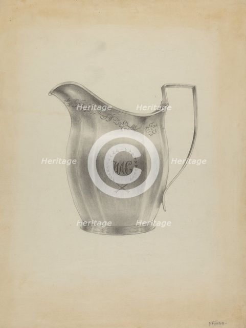 Silver Pitcher, 1935/1942. Creator: Michael Fenga.