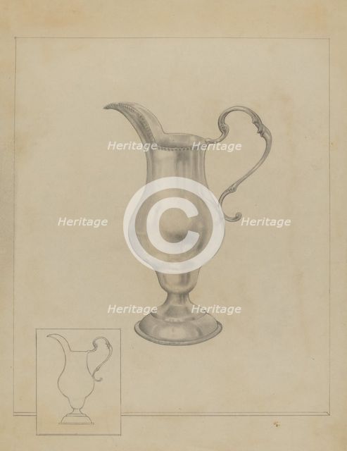 Silver Pitcher, 1936. Creator: Isidore Steinberg.