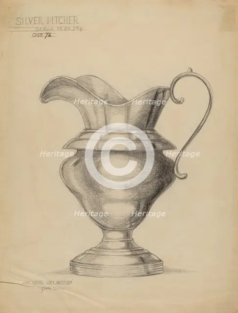 Silver Pitcher, c. 1936. Creator: John Garay.