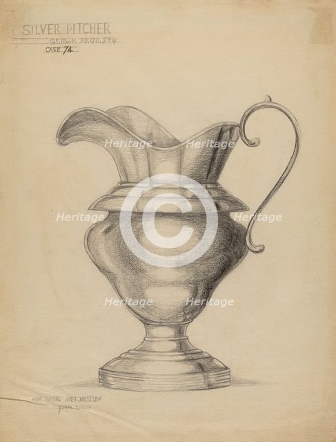 Silver Pitcher, c. 1936. Creator: John Garay.