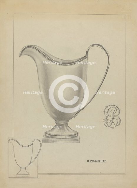 Silver Pitcher, c. 1937. Creator: D. Brandfield.
