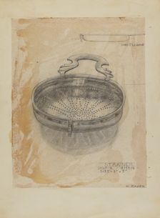 Silver Strainer, 1935/1942. Creator: Herman Bader
