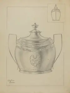 Silver Sugar Bowl, c. 1936. Creator: Clayton Braun