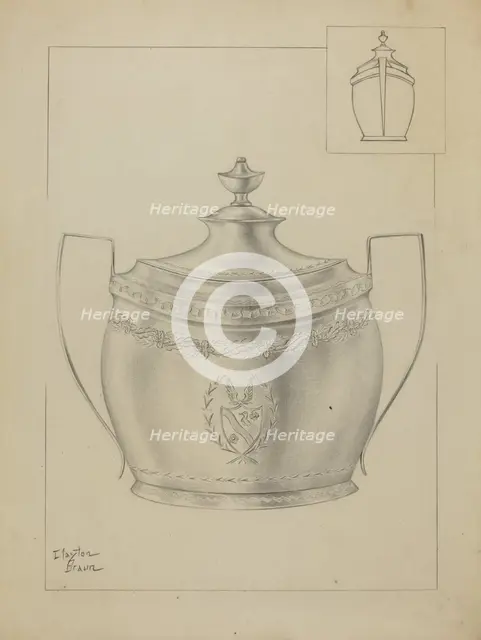 Silver Sugar Bowl, c. 1936. Creator: Clayton Braun.