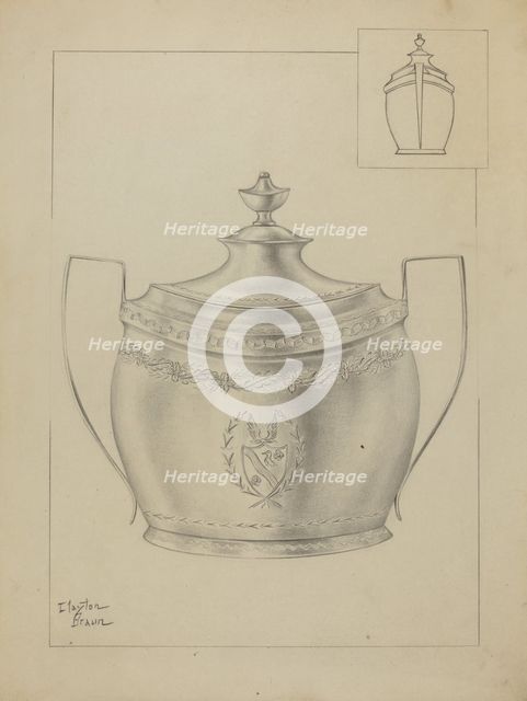 Silver Sugar Bowl, c. 1936. Creator: Clayton Braun.