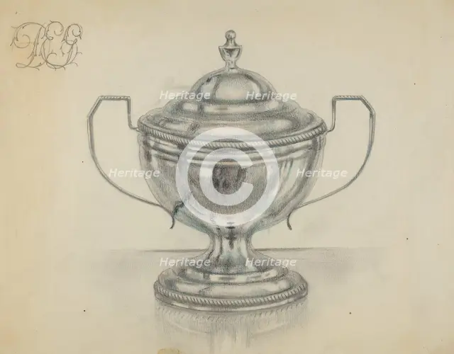 Silver Sugar Bowl, c. 1936. Creator: Herbert Russin.