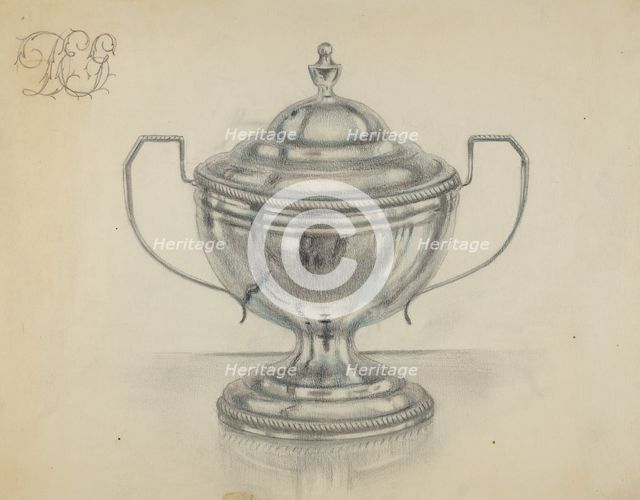 Silver Sugar Bowl, c. 1936. Creator: Herbert Russin.