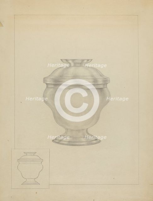 Silver Sugar Bowl, c. 1936. Creator: Isidore Steinberg.