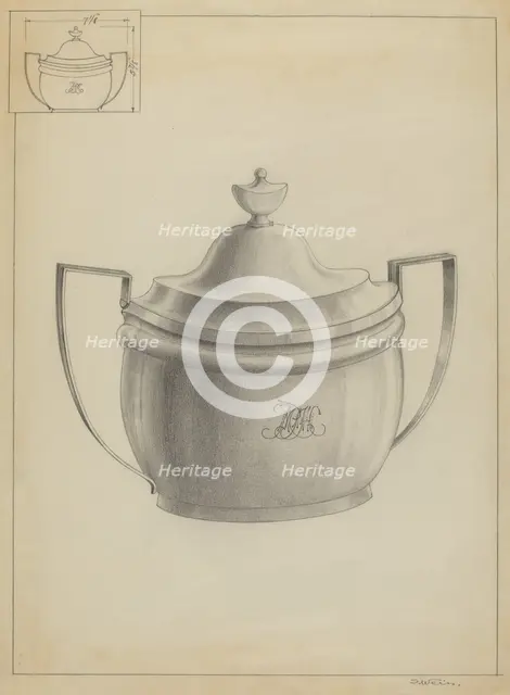 Silver Sugar Bowl, c. 1936. Creator: Simon Weiss.