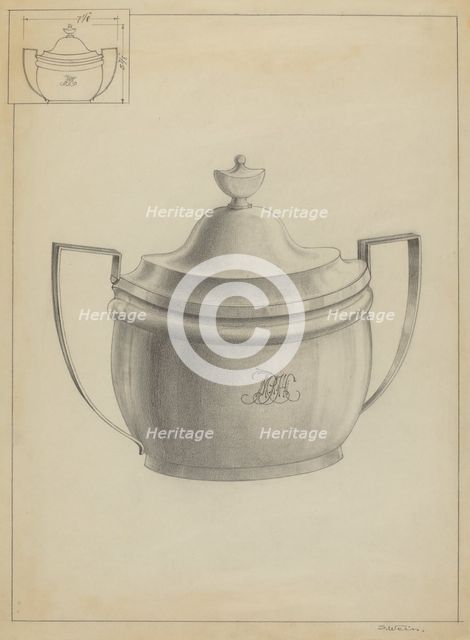 Silver Sugar Bowl, c. 1936. Creator: Simon Weiss.
