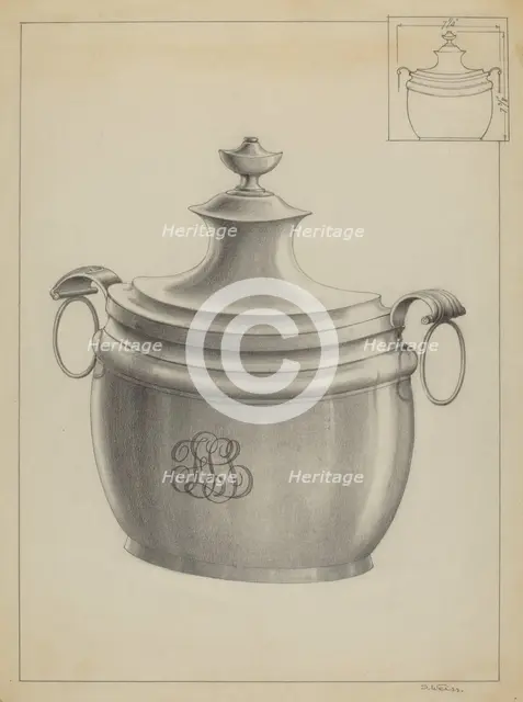 Silver Sugar Bowl, c. 1936. Creator: Simon Weiss.