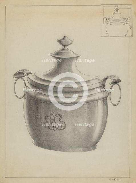 Silver Sugar Bowl, c. 1936. Creator: Simon Weiss.