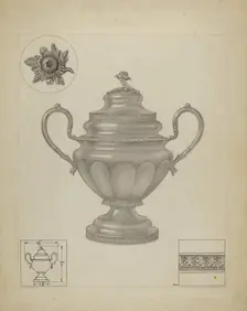 Silver Sugar Bowl, c. 1936. Creator: Paul Ward