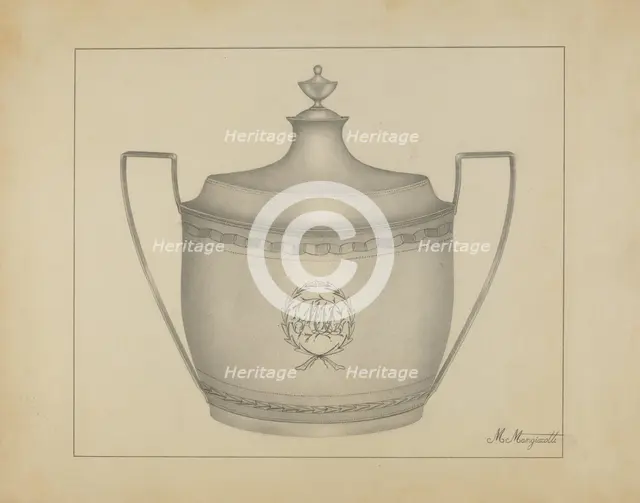 Silver Sugar Bowl, c. 1937. Creator: Matthew Mangiacotti.