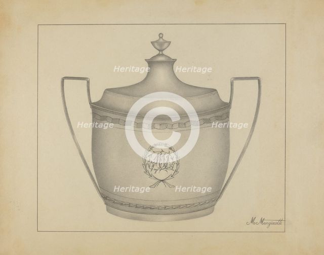 Silver Sugar Bowl, c. 1937. Creator: Matthew Mangiacotti.