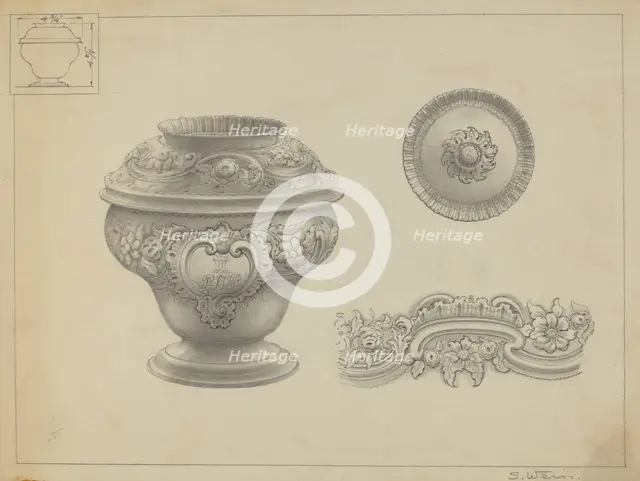 Silver Sugar Bowl, c. 1937. Creator: Simon Weiss.