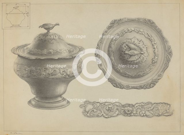Silver Sugar Bowl, c. 1937. Creator: Simon Weiss.