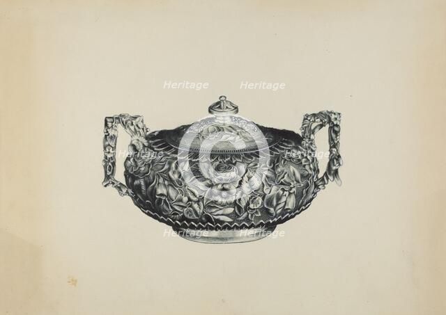 Silver Sugar Bowl, c. 1938. Creator: Florence Hastings.