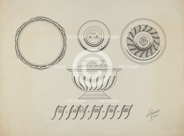 Silver Sugar Bowl, c. 1938. Creator: Lawrence Flynn.