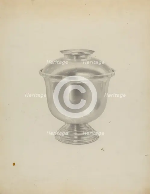 Silver Sugar Bowl, c. 1938. Creator: Michael Fenga.