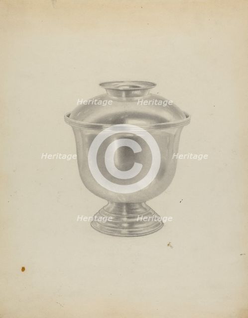 Silver Sugar Bowl, c. 1938. Creator: Michael Fenga.