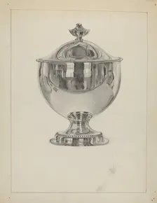 Silver Sugar Bowl with Cover, c. 1936. Creator: Vincent Carano