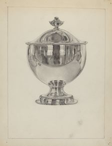 Silver Sugar Bowl with Cover, c. 1936. Creator: Vincent Carano