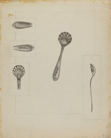Silver Sugar Spoon, 1935/1942. Creator: Anthony Zuccarello