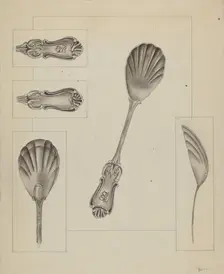 Silver Sugar Spoon, c. 1936. Creator: Anthony Zuccarello