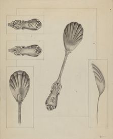 Silver Sugar Spoon, c. 1936. Creator: Anthony Zuccarello