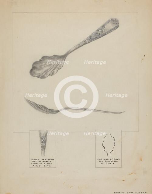 Silver Sugar Spoon, c. 1936. Creator: Francis Law Durand.
